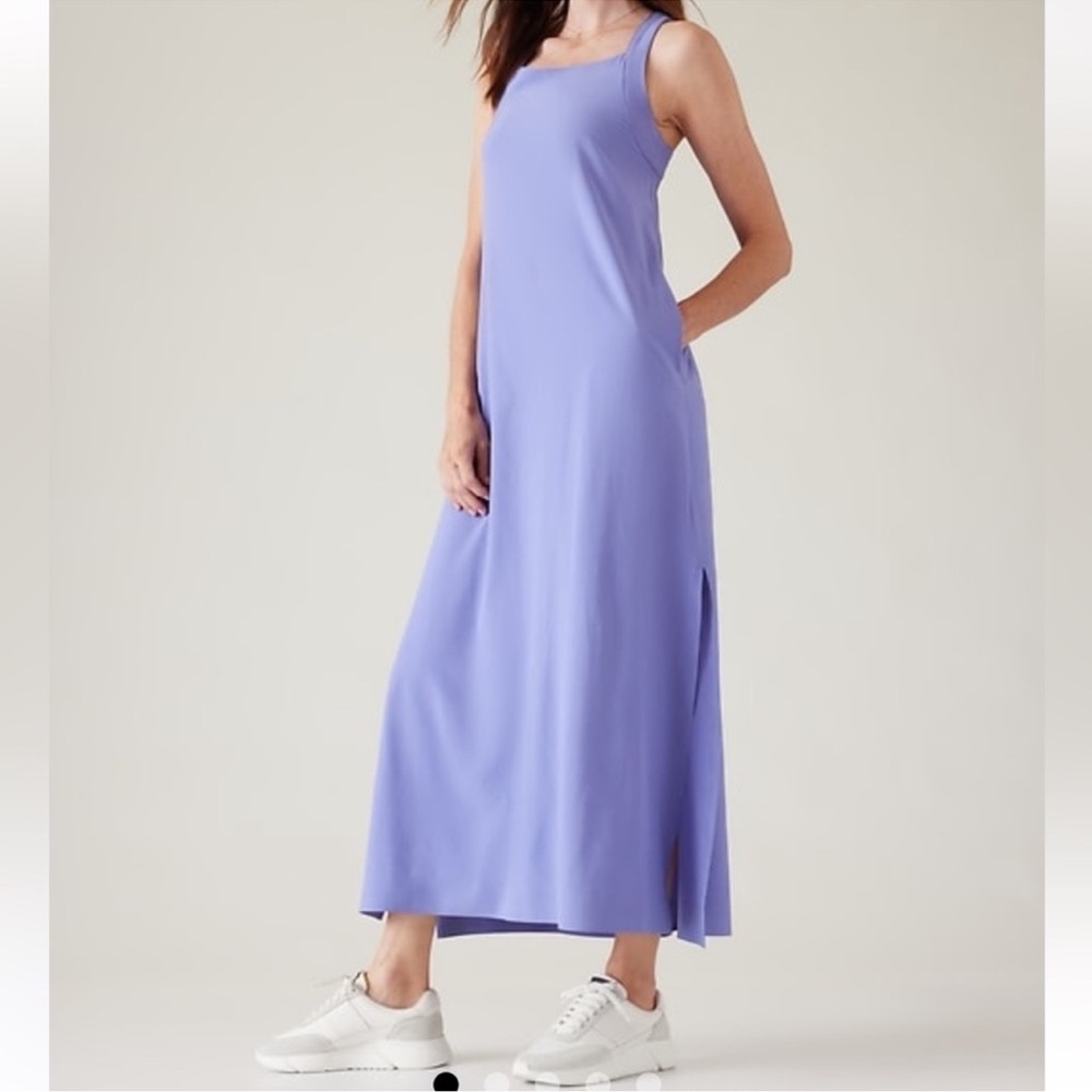 Athleta Arrival Dress Lavender Dark Adonis Blue Maxi Active